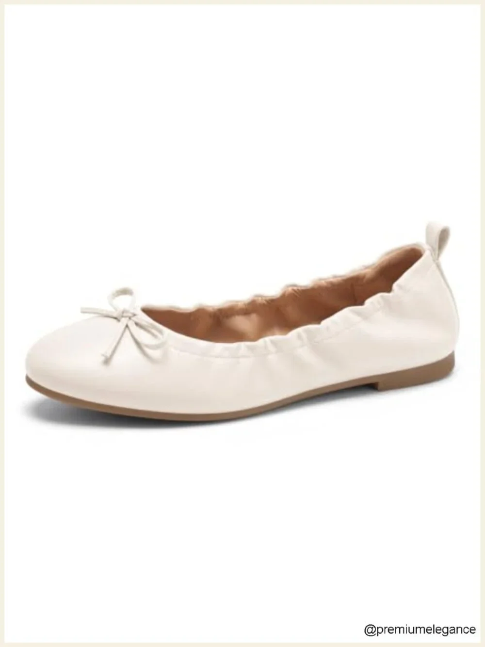 Women's Ballet Flats with Bow, Faux Leather Slip On Dress Shoes for Work Casual
